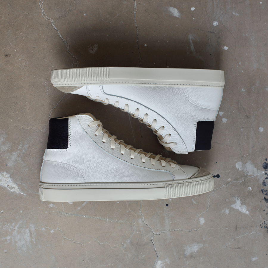 Pre-order Men's James Court Sneaker | Hi | Ivory and Black