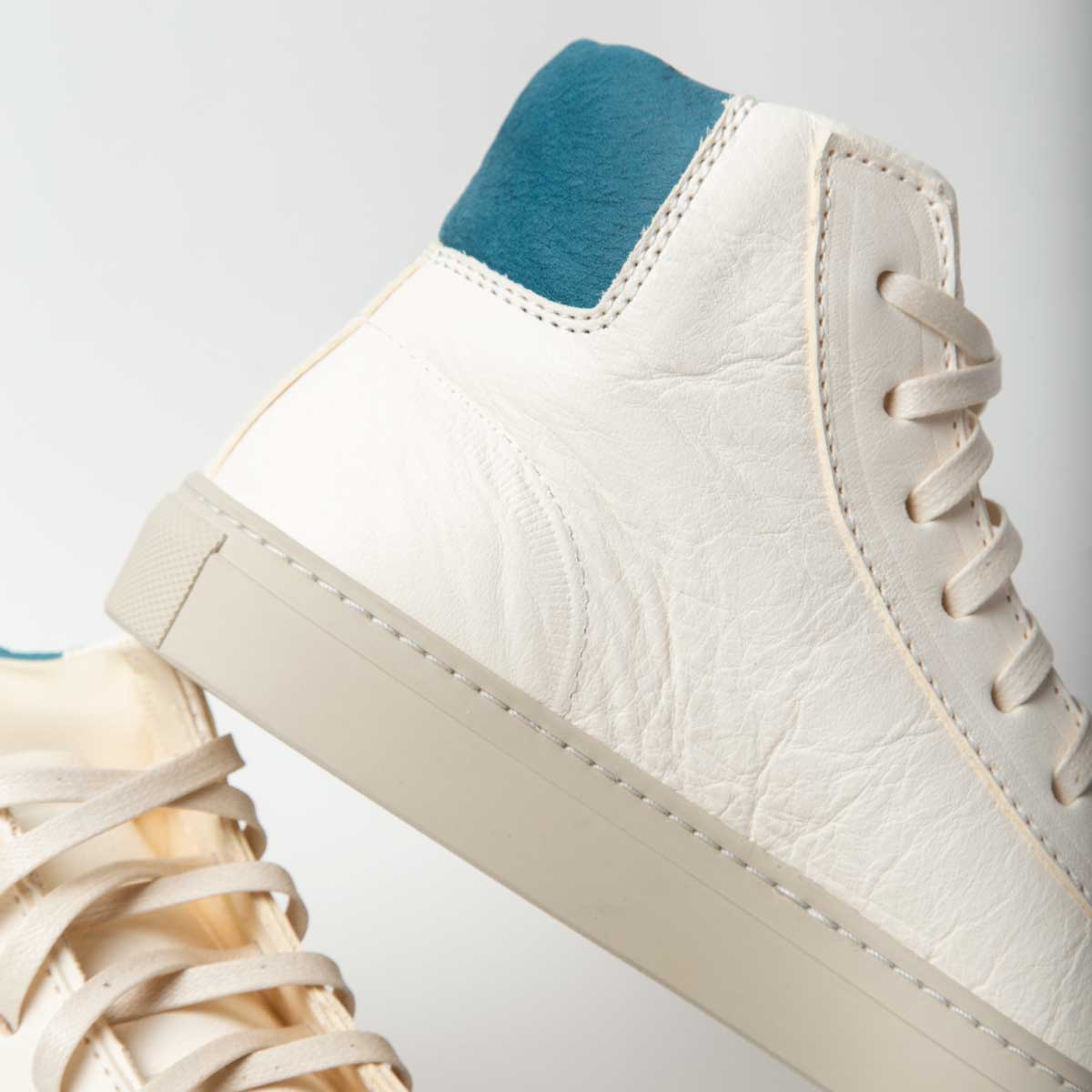 Women's James Court Sneaker | Hi | Ivory and Teal