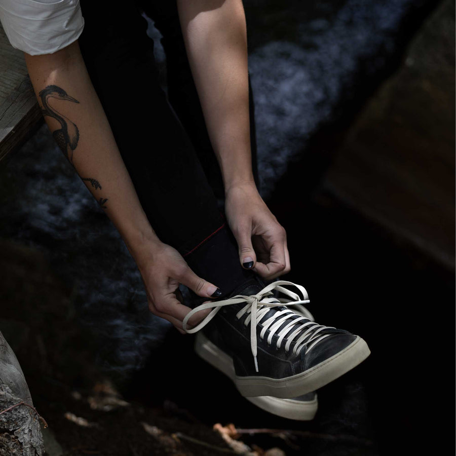 Pre-order Women's James Court Sneaker | Hi | Black and Ivory