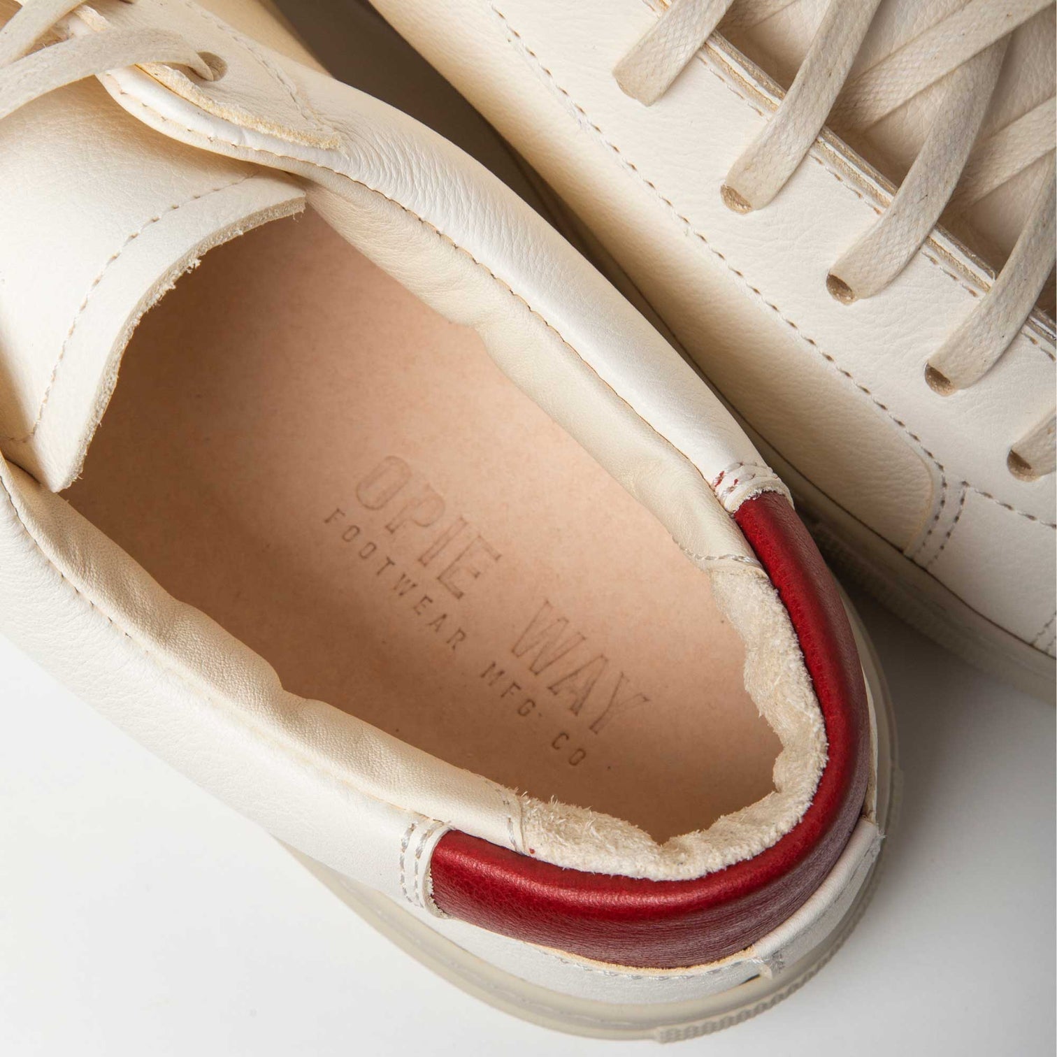 Men's James Court Sneaker | Lo | Ivory and Red